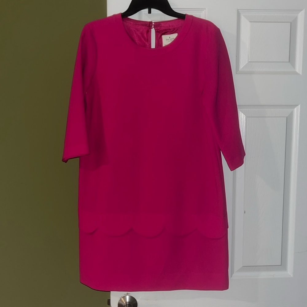 Never been worn! Kate spade size 8 hot pink scalloped dress.